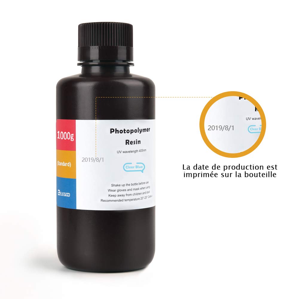 ELEGOO - Résine UV ABS-Like - Bleu Translucide (Clear Blue) - 1 kg